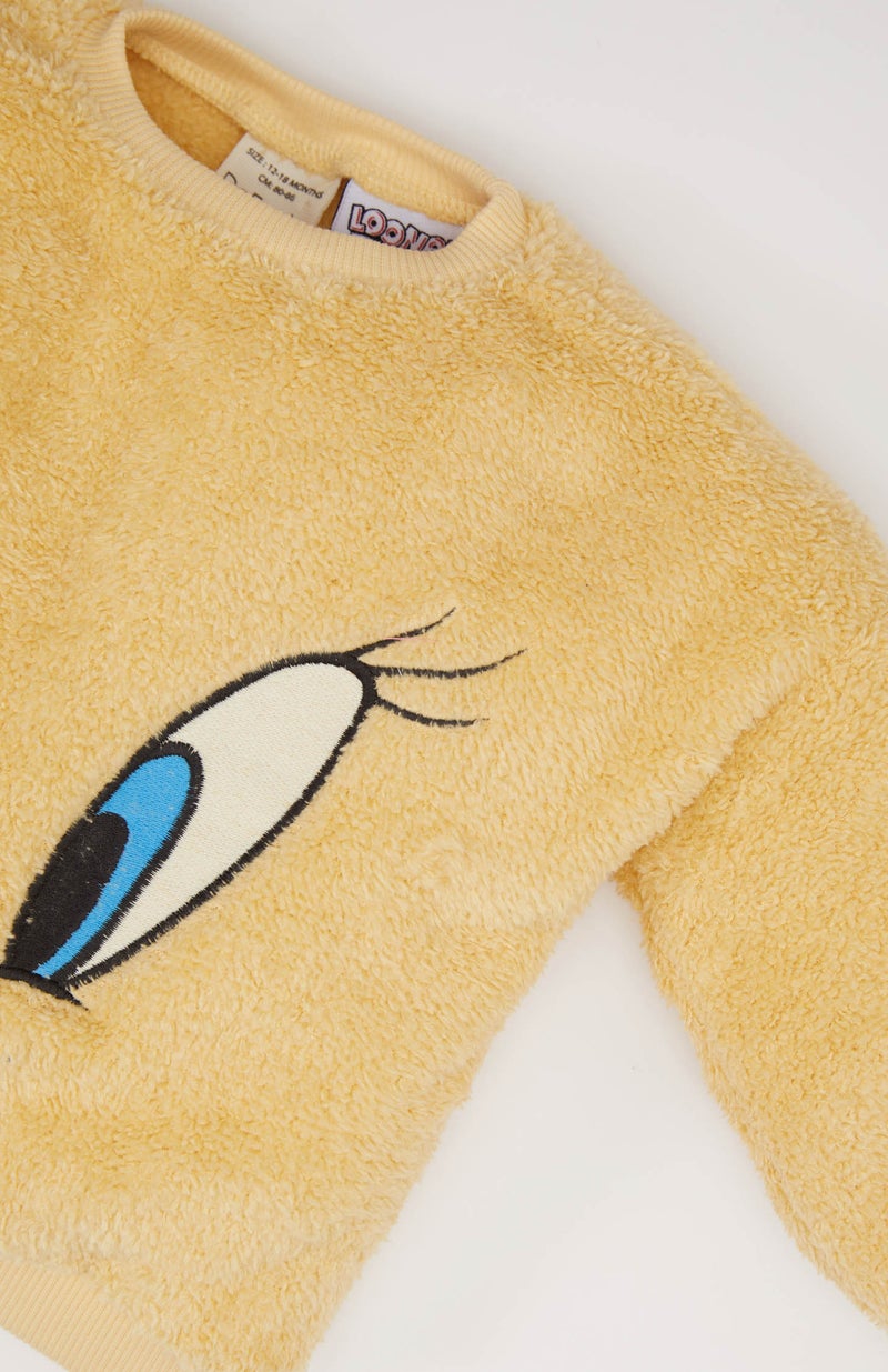 ديفاكتو طقم بيبي بناتي قطيفة قصة عادية من لوني تونز - قطعتين - Image 3